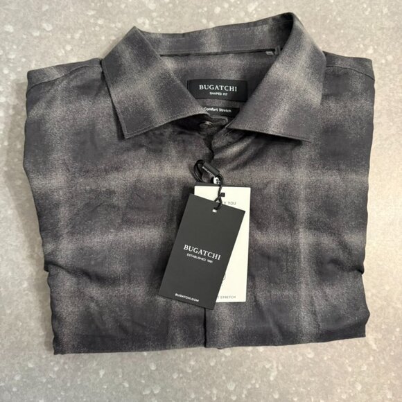 Bugatchi Shaped Fit Long Sleeve Button-Up Shirt – Comfort Stretch – Size XL - Picture 2 of 14